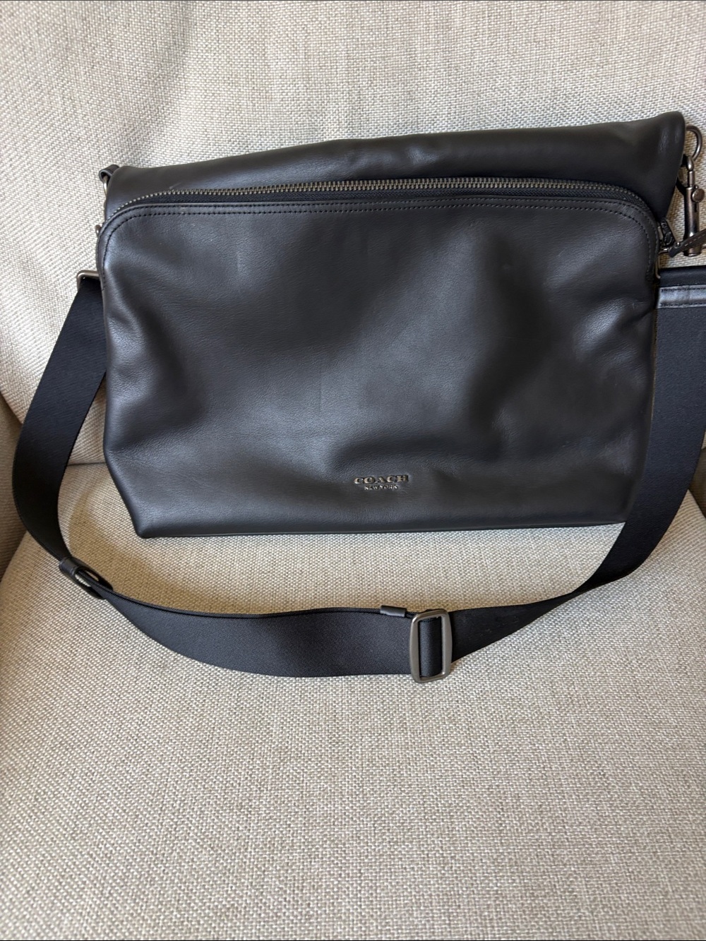 Coach Graham Fold Over Tote Black Leather